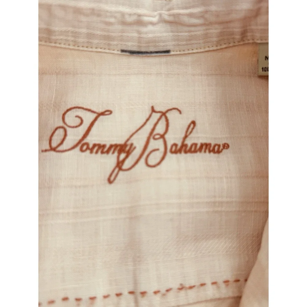 Tommy Bahama 100% Linen Peach Shirt‎ Short Sleeve Relaxed Summer Men's Size 2XL